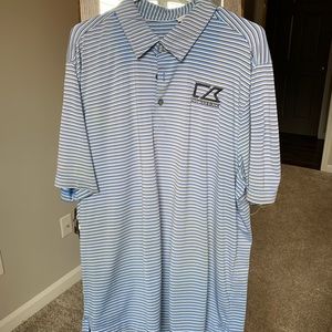 Cutter and buck white, blue and black golf polo
